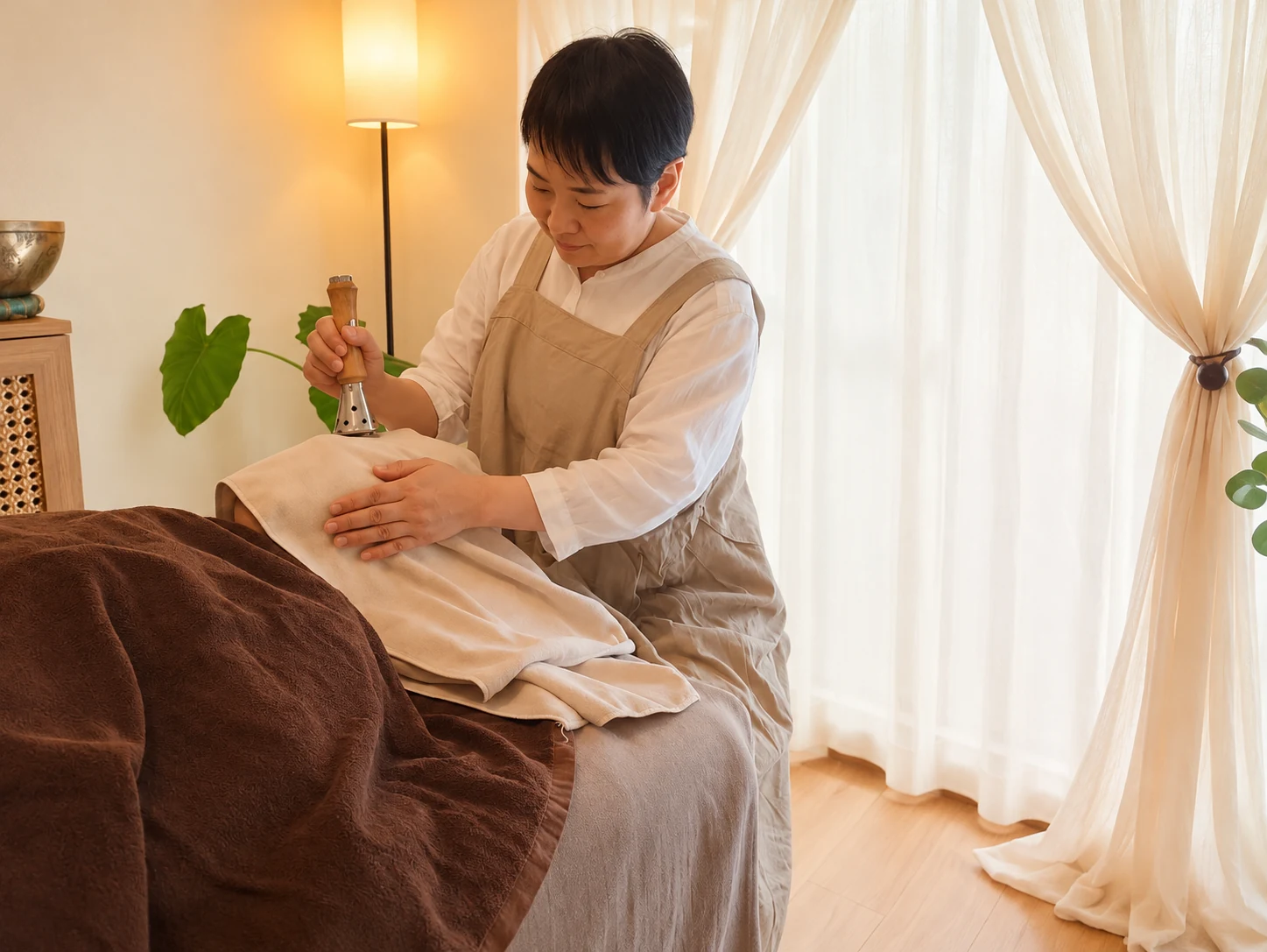 小野様がその日の状態に合わせて施術する様子